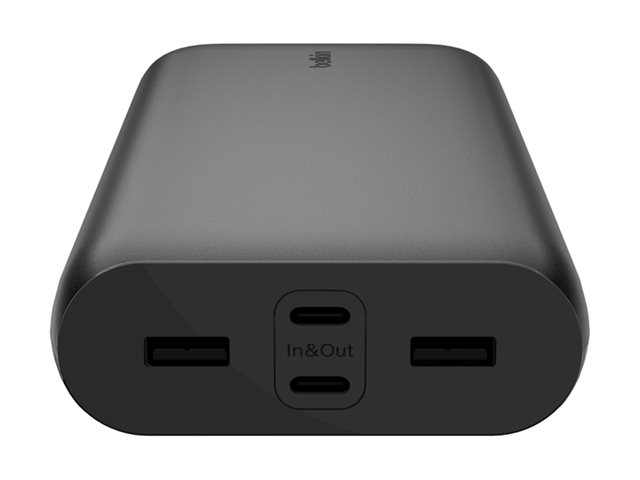 Belkin BoostCharge - Power bank - 26000 mAh - 32 Watt - PD, Fast Charge - 4 output connectors (24 pin USB-C, USB) - on cable: USB-C