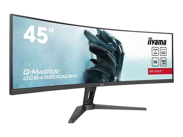 iiyama G-MASTER Red Eagle GCB4580DQSN-B1 - LED monitor - gaming - curved - 45\" (44.5\" viewable) - 5120 x 1440 Dual Quad HD @ 165 Hz - VA - 450 cd/m² - 3000:1 - HDR400 - 0.8 ms - 2xHDMI, DisplayPort, 2xUSB-C - speakers - black, matte