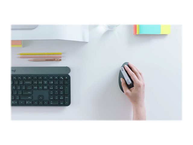 Logitech MX Vertical - Vertical mouse - ergonomic - optical - 6 buttons - wireless, wired - Bluetooth, 2.4 GHz - USB wireless receiver - graphite