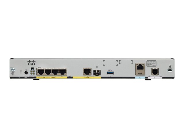 Cisco Integrated Services Router 1117 - - router - - DSL modem 4-port switch - 1GbE - WAN ports: 2 - remanufactured