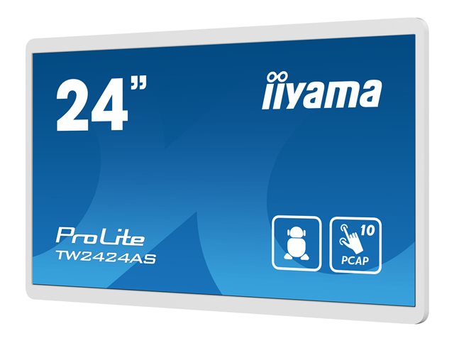 iiyama ProLite TW2424AS-W1 - LED monitor - 24\" (23.8\" viewable) - stationary - touchscreen - 1920 x 1080 Full HD (1080p) - IPS - 1000:1 - 14 ms - HDMI, USB-C - speakers - white, matte