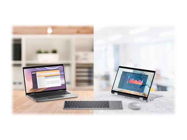 Dell KB740 - Keyboard - compact, multi device - wireless - 2.4 GHz, Bluetooth 5.0 - AZERTY - Belgium - titan grey - with 3 years Next Business Day Advanced Exchange Service