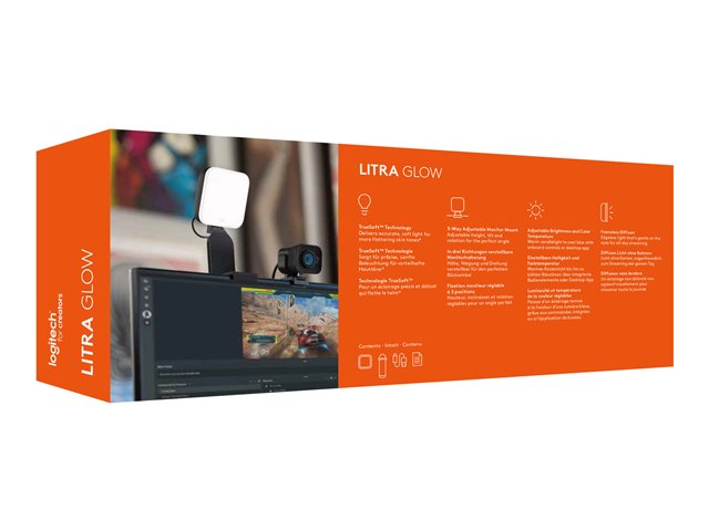 Logitech Litra Glow Premium Streaming Light with TrueSoft - Lamp head - 1 heads - LED - DC
