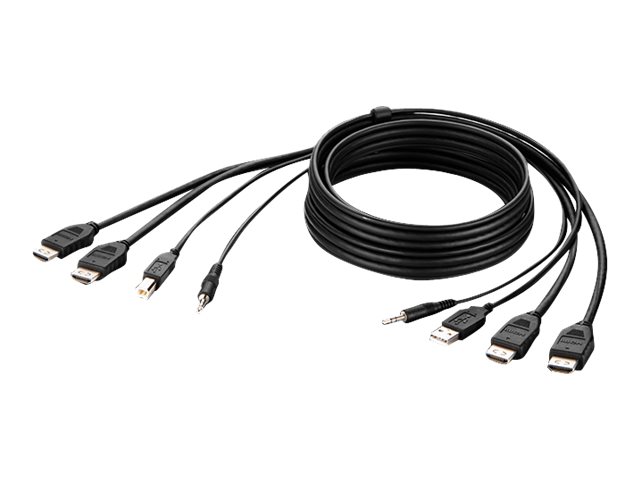 Belkin Secure KVM Combo Cable - Video / USB / audio cable - TAA Compliant - USB, mini jack, HDMI (M) to USB Type B, mini jack, HDMI (M) - 3.05 m - passive, 4K support - black