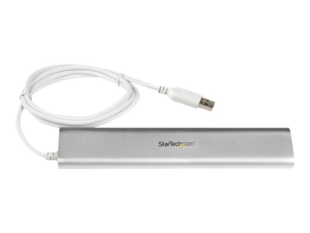 StarTech.com 7 Port Compact USB 3.0 Hub with Built-in Cable - Aluminum USB Hub - Silver USB3 Hub with 20W Power Adapter (ST73007UA) - USB peripheral sharing switch - 7 x SuperSpeed USB 3.0 - desktop