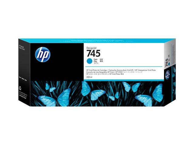 HP 745 - 300 ml - high capacity - cyan - original - DesignJet - ink cartridge - for DesignJet Z2600 PostScript, Z5600 PostScript
