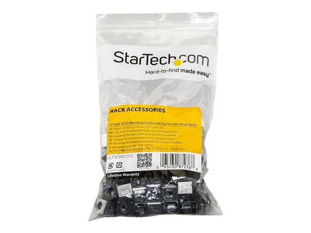 StarTech.com 10-32 Server Rack Screws - 50 Pack - Network Rack Screws and Clip Nuts for Rack Mount Server Cabinet or Enclosure (CLPSCRW1032) - Rack screws and nuts - for P/N: 2POSTRACK12, 2POSTRACK16, CABSCRWS1032
