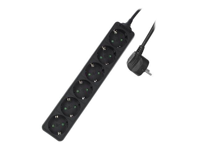 ACT - Stroomstrip - 250 V wisselstroom V - input: power CEE 7/7 - uitgangen: 6 (6 x type F) - 3 m kabel - zwart