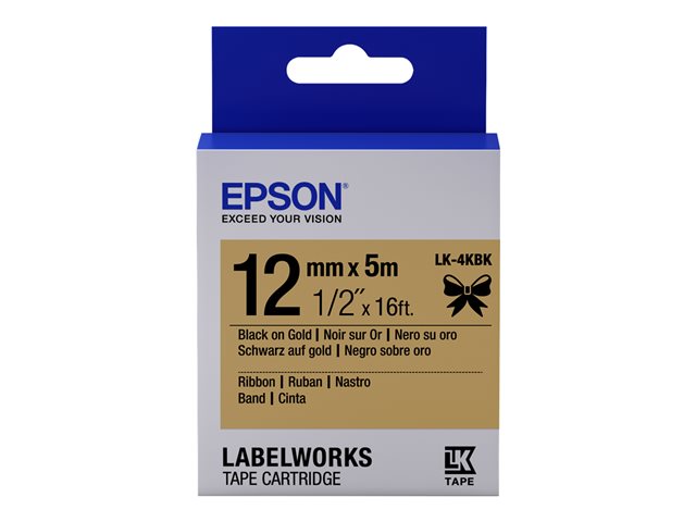 Epson LabelWorks LK-4KBK - Black on gold - Roll (1.2 cm x 5 m) 1 cassette(s) label tape - for LabelWorks LW-1000, 300, 400, 600, 700, 900, K400, Z5000, Z5010, Z700, Z710, Z900