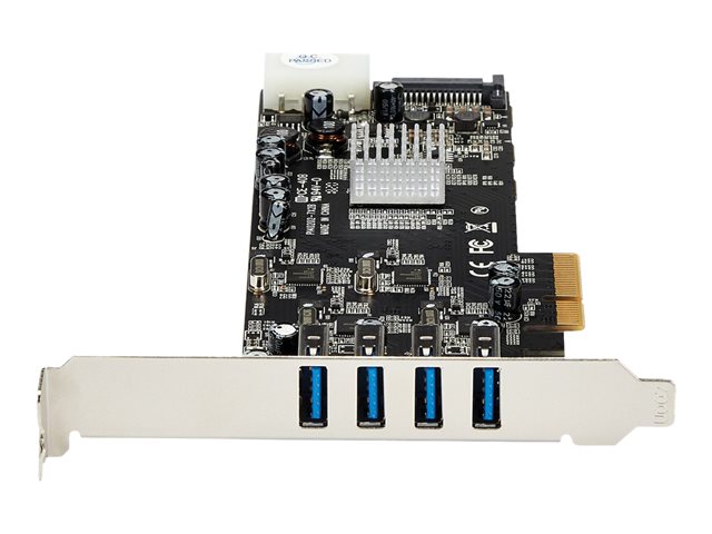 StarTech.com 4 Port USB 3.0 PCIe Card w/ 4 Dedicated Channels - UASP - USB 3.0 PCI Express Card Adapter - USB adapter - PCIe x4 - USB 3.0 x 4 - for P/N: BNDTB10GI, BNDTB210GSFP, BNDTB310GNDP, BNDTB410GSFP, BNDTB4M2E1, BNDTBUSB3142