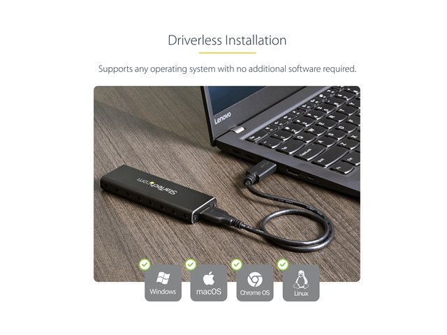 StarTech.com M.2 SSD Aluminum Enclosure to USB 3.0 (5Gbps) with UASP - M.2 NGFF SATA with B Key & B+M Key - External M.2 Portable Enclosure (SM2NGFFMBU33) - Storage enclosure - M.2 - SATA 6Gb/s - USB 3.0 - black