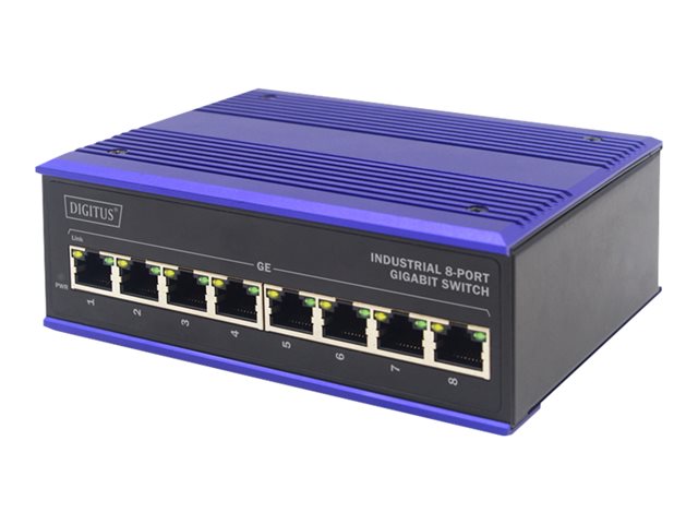 INDUSTRIAL 8-PORT GIGABIT SWITCH DIN RAIL EXTENDED TEMP. RANGE