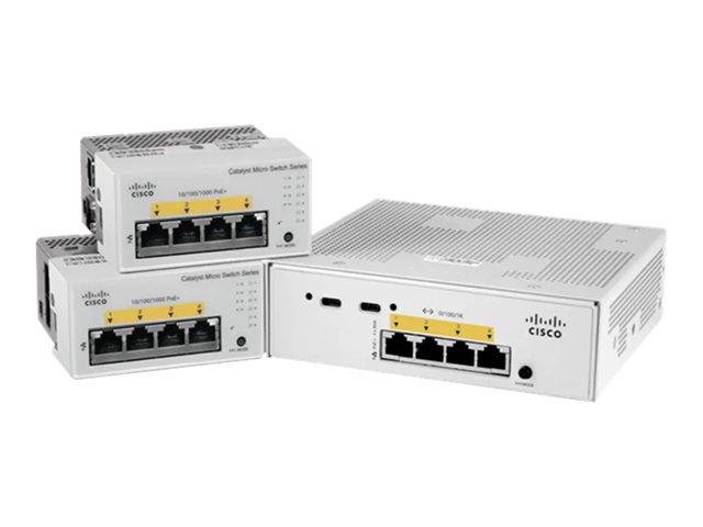Cisco Catalyst Micro Switches CMICR-4PT - Switch - 4 x 10/100/1000 (PoE+) + 1 x 1000Base-T + 1 x combo Gigabit + 2 x USB-C - desktop - PoE+