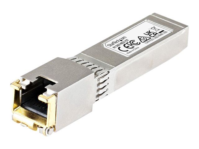 StarTech.com HPE 813874-B21 Compatible SFP+ Module, 10GBASE-T, SFP to RJ45 Cat6/Cat5e, 10GE Gigabit Ethernet SFP+, RJ-45 (Copper) 30m, HPE BladeSystem, c-Class, Mini GBIC SFP+ Transceiver - Lifetime Warranty (813874B21ST) - SFP+ transceiver module (equivalent to: HP 813874-B21) - 10GbE - 10GBase-T - RJ-45 - up to 30 m