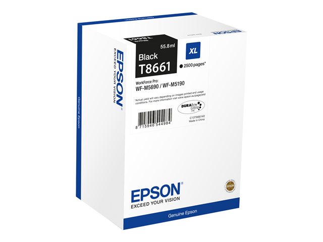 Epson T8661 - Black - original - ink refill - for WorkForce Pro WF-M5190DW, WF-M5190DW BAM, WF-M5690DWF