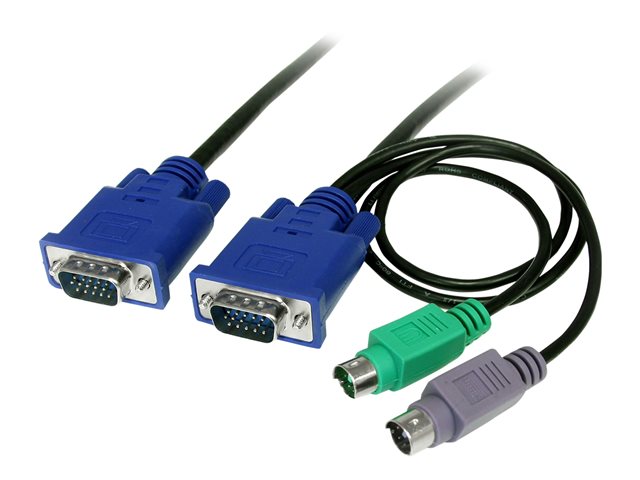 StarTech.com 3-in-1 Ultra Thin PS/2 KVM Cable - Keyboard / video / mouse (KVM) cable - PS/2, HD-15 (VGA) (M) to HD-15 (VGA) (M) - 6 ft - SVECON6 - Keyboard / video / mouse (KVM) cable - PS/2, HD-15 (VGA) (M) to HD-15 (VGA) (M) - 1.8 m - molded - for P/N: CABCONS1716I, RACKCONS1908, RACKCONS1916, SV1631DUSBGB, SV831DUSBA, SV831DUSBGB