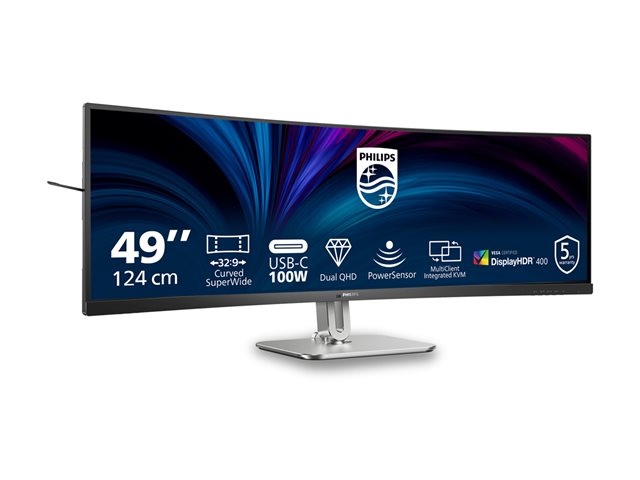 49B2U5900C 49I CURVE VA LED DQHD 32/9 USB-C DOCKING_4MS_5120X1440_75HZ_USB-C -DP-2XHDMI-RJ45 & 3XUSB 3.2_BRIGHTNESS 500CD/M2_S CONTRASTRATIO 80M:1_VIEWING ANGLE
