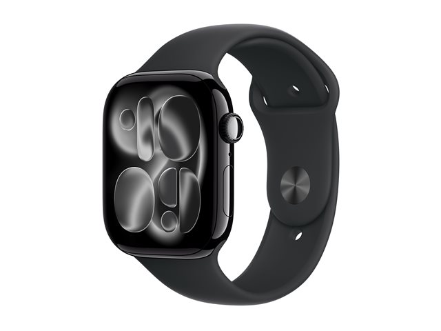 Apple Watch Series 11 GPS 46mm Jet Black Aluminium Case with Black Sport Band - S/M