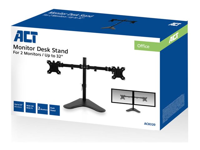 ACT - Stand - voor 2 LCD- / plasma-panelen - plastic, aluminium, staal - zwart - schermgrootte: 13\"-32\" - desktop