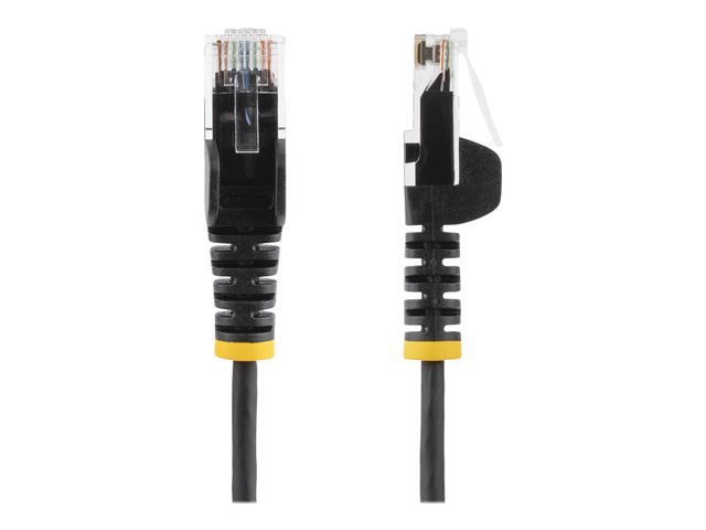 StarTech.com 50cm Slim LSZH CAT6 Ethernet Cable, 10 Gigabit Snagless RJ45 100W PoE Patch Cord, CAT 6 10GbE UTP Network Cable w/Strain Relief, Black, Fluke Tested/ETL/Low Smoke Zero Halogen - Category 6 - 28AWG (N6PAT50CMBKS) - Patch cable - RJ-45 (M) to RJ-45 (M) - 50 cm - CAT 6 - snagless - black