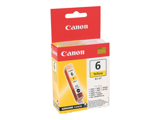 Canon BCI-6Y - Yellow - original - ink tank - for i96X, 990, 99XX, PIXMA IP3000, IP4000, iP5000, iP6000, iP8500, MP750, MP760, MP780, S830