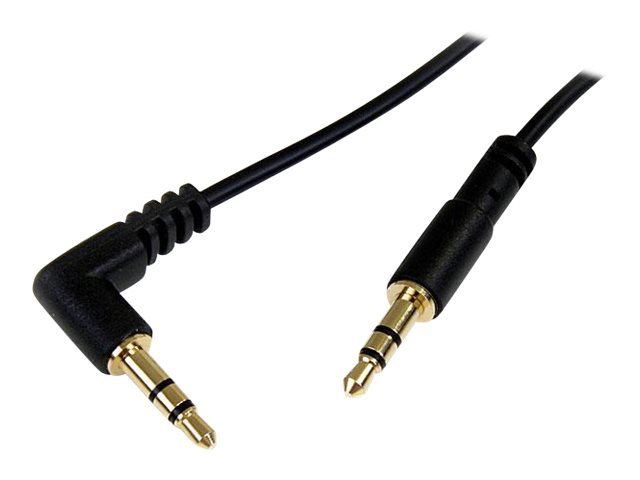 StarTech.com 6 ft Slim 3.5mm to Right Angle Stereo Audio Cable - M/M (MU6MMSRA) - Audio cable - mini-phone stereo 3.5 mm male to mini-phone stereo 3.5 mm male - 1.8 m - black - right-angled connector - for P/N: SV231DVGAU2A, SV431DVGAU2A