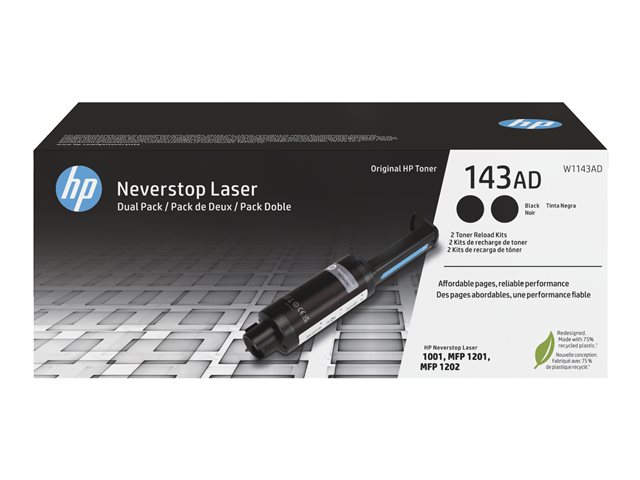 HP 143AD - 2-pack - black - toner refill - for Neverstop 1001, 1202, Neverstop Laser 1000, MFP 1200, MFP 1201, MFP 1202
