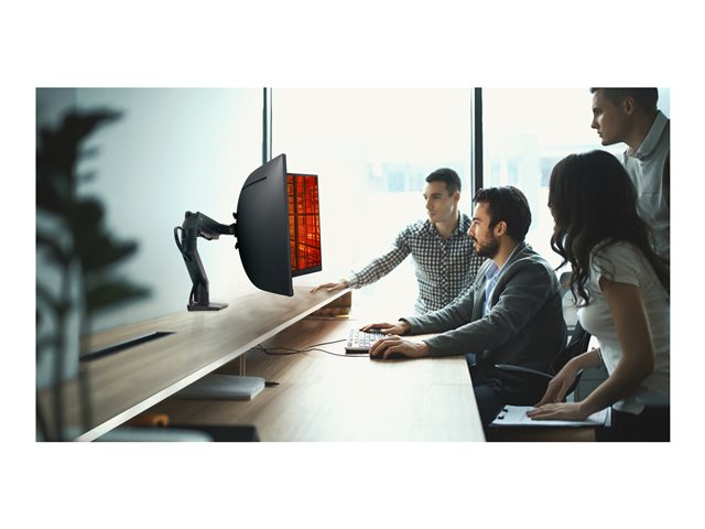 Ergotron HX - Mounting kit (articulating arm, desk clamp mount, grommet mount, mounting hardware, extension part, HD pivot) - Constant Force Technology - for LCD display/ curved LCD display - matte black - screen size: up to 49\"