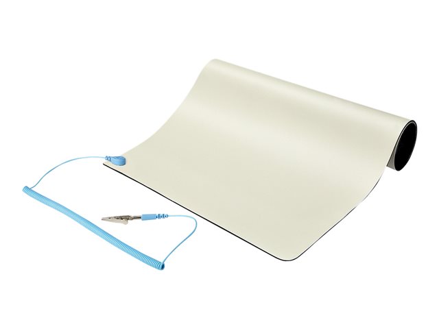 StarTech.com 11x18in Anti Static Mat, ESD Mat for Electronics Repair, Anti Static Desk Mat w/Detachable Grounding Wire, ANSI/ESD S 4.1 Compliant, Flexible Thermoplastic Work Mat/Pad - Suitable for Tables (SM-ANTI-STATIC-MAT) - Anti-static mat - detac