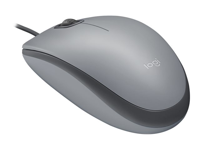 Logitech M110 Silent - Mouse - right and left-handed - optical - 3 buttons - wired - USB-A - mid grey