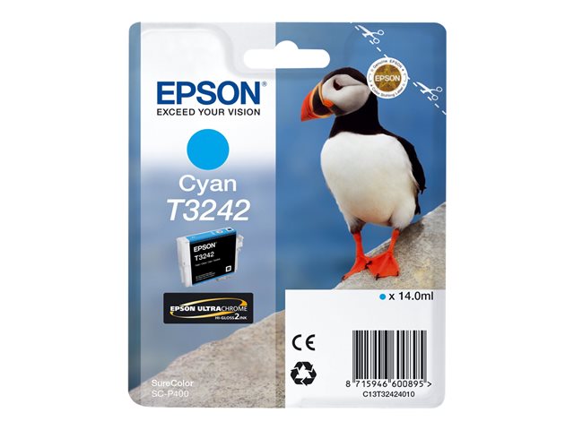 Epson T3242 - 14 ml - cyan - original - ink cartridge - for SureColor P400, SC-P400