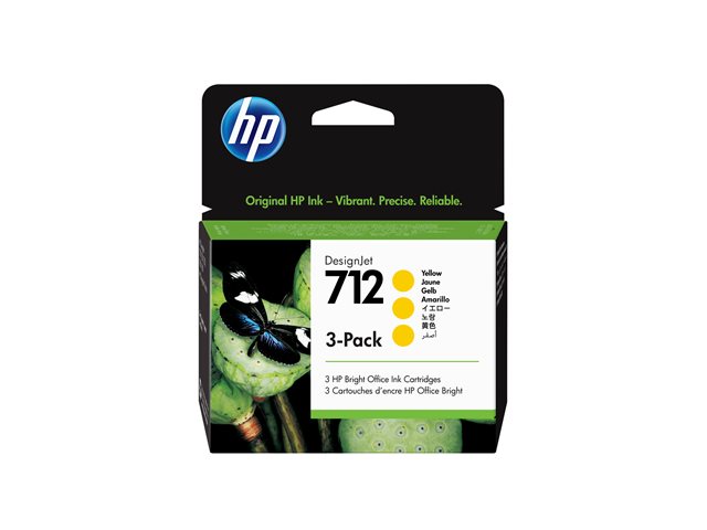 HP 712 - 3-pack - 29 ml - yellow - original - DesignJet - ink cartridge - for DesignJet Studio, T210, T230, T250, T630, T650