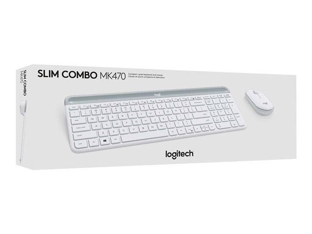 Logitech Slim Wireless Combo MK470 - Keyboard and mouse set - wireless - 2.4 GHz - French - off-white