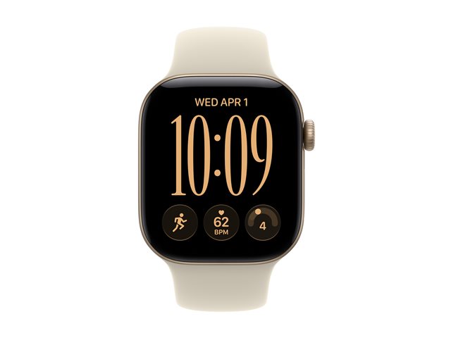 Apple Watch Series 12 GPS + Cellular 42mm Light Gold Aluminium Case with Sand Sport Band - S/M