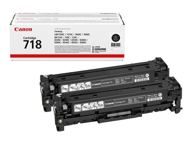 Canon 718 Black - 2-pack - black - original - toner cartridge - for i-SENSYS LBP7210, LBP7660, LBP7680, MF728, MF729, MF8340, MF8360, MF8540, MF8550, MF8580