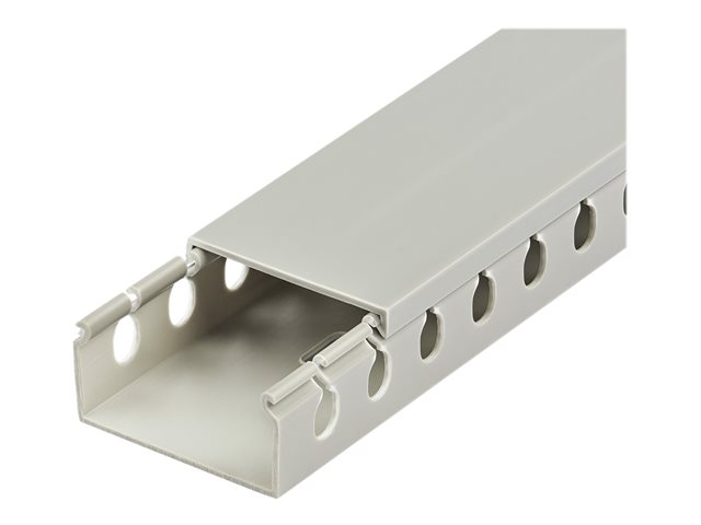 StarTech.com Open Slot Cable Management Raceway with Cover, 2\"(50mm)W x 1\"(25mm)H, 6.5ft(2m) length, 1/4\"(8mm) Slots, PVC Network Cable Hider Kit/Wall Wire Duct, Max 25 Cables, UL Listed - UL94 V0, M1 Fire Rated (CBMWD5025) - Cable raceway - 2 m - grey - TAA Compliant