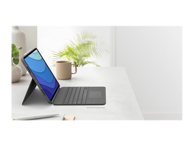 Logitech Combo Touch - Keyboard and folio case - with trackpad - backlit - Apple Smart connector - AZERTY - French - oxford grey - for Apple 11-inch iPad Pro (1st generation, 2nd generation, 3rd generation)