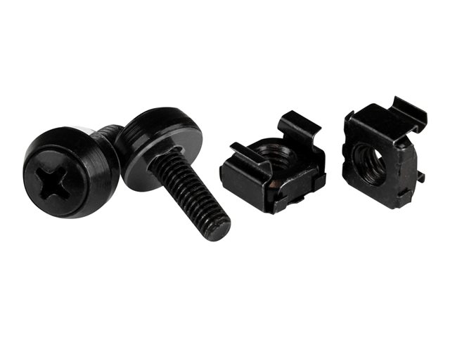 StarTech.com M5 Cage Nuts and Screw - 12 mm Rack Screws and Cage Nuts - 50 Pack - Black - Replacement Serve Rack Screws (CABSCREWM5B) - Rack screws and nuts - black - for P/N: RACK-18U-20-WALL-OA, RACK-21U-20-WALL-OA, RACK-24U-20-WALL-OA, RK12OD2, RK3236BKF