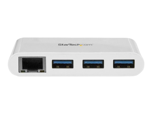 StarTech.com 3 Port USB C Hub w/ Gigabit Ethernet ? USB Type C to 3 x USB-A ? Multi Port USB 3.0 Hub for MacBook Pro (HB30C3A1GEA) - Hub - 3 x SuperSpeed USB 3.0 + 1 x 10/100/1000