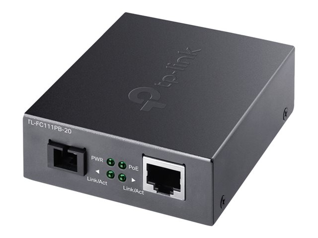 TP-Link TL-FC111PB-20 V2 - Fibre media converter - 100Mb LAN - 10Base-T, 100Base-TX, WDM - SC single-mode / RJ-45 - up to 20 km - 1550 (RX) / 1310 (TX) nm