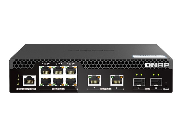 QNAP - Switch - half-width - Managed - 10 x 2.5GBase-T + 2 x 10 Gigabit SFP+ + 6 x 2.5GBase-T + 2 x 10 Gigabit Ethernet - PoE++ (310 W)