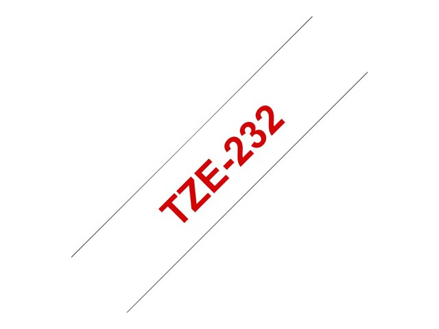 Brother TZe-232 - Standard adhesive - red on white - Roll (1.2 cm x 8 m) 1 cassette(s) laminated tape - for Brother PT-P750, P950, P-Touch PT-D210, D800, E310, P900, P950, P-Touch Cube Plus PT-P710