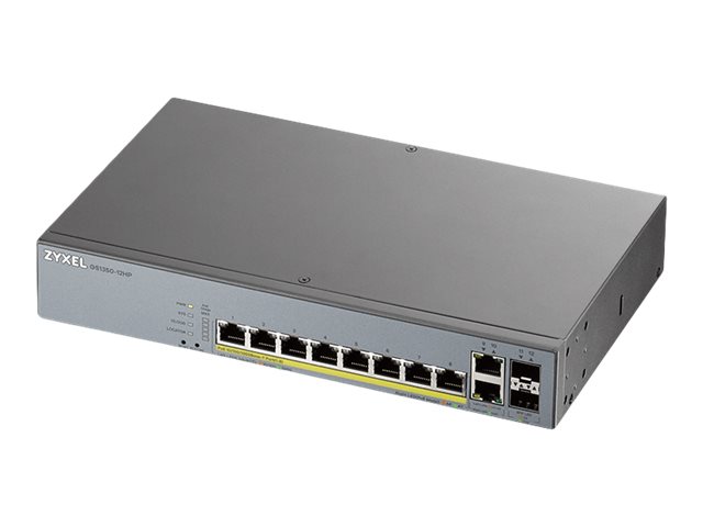Zyxel GS1350-12HP - Switch - smart - 8 x 10/100/1000 (PoE+) + 2 x 10/100/1000 (uplink) + 2 x Gigabit SFP (uplink) - desktop, rack-mountable - PoE+ (130 W)