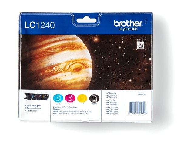Brother LC1240 Value Pack - 4-pack - black, yellow, cyan, magenta - original - blister - ink cartridge - for Brother DCP-J525W, DCP-J725DW, DCP-J925DW