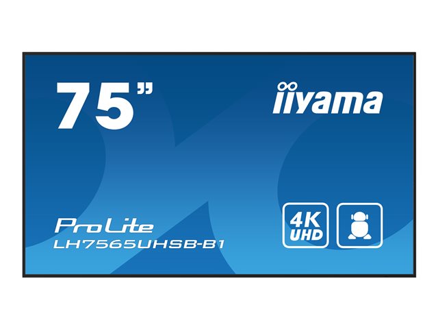 iiyama ProLite LH7565UHSB-B1 - 75\" Diagonal Class (74.5\" viewable) LED-backlit LCD display - digital signage - Android - 4K UHD (2160p) 3840 x 2160 - black