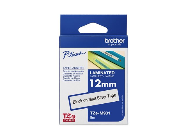 Brother TZe-M931 - Black on matte silver - Roll (1.2 cm x 8 m) 1 cassette(s) laminated tape - for Brother PT-D210, D600, H110, H200, P-Touch PT-1005, E310, P900, P-Touch Cube Plus PT-P710