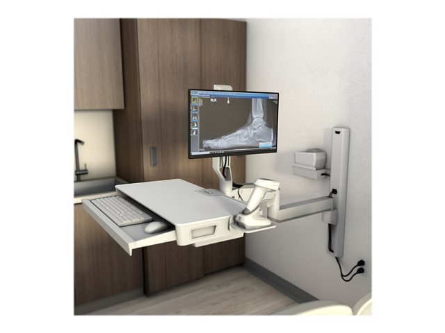 Ergotron CareFit Combo System with Worksurface - Mounting kit (articulating arm, pull-out keyboard tray with integrated worksurface, wall mount base, track mount adapter, wall track 34\", wall track covers, track mount bracket) - modular - for LCD display / keyboard - aluminium, plastic - white - screen size: up to 27\" - wall-mountable