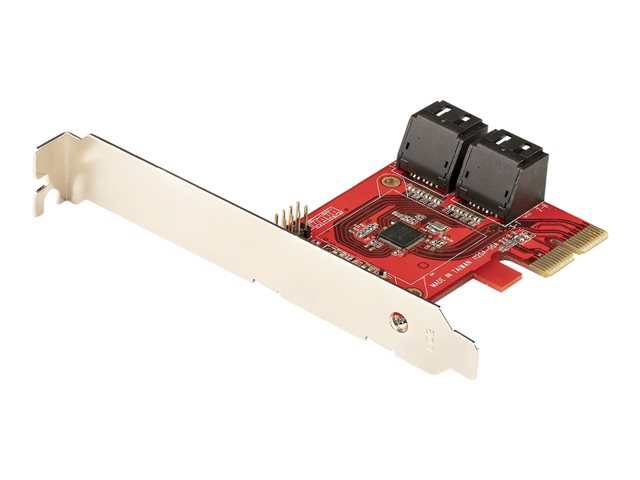 StarTech.com SATA PCIe Card, 4 Port PCIe SATA Expansion card, 6Gbps SATA Card, Low/Full Profile, SATA Stacked Connectors, ASM1164 Non-Raid SATA Controller Card - PCI Express to SATA Converter - Storage controller - SATA 6Gb/s - low profile - PCIe 3.0 x2 - red