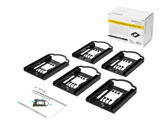 StarTech.com 2.5 SSD/HDD Mounting Bracket for 3.5 Drive Bay - 5 Pack - Tool-less - Hard Drive Mounting Kit (BRACKET125PTP) - Storage bay adapter - 3.5\" to 2.5\" - black (pack of 5)