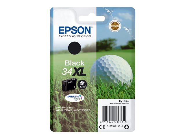 Epson 34XL - 16.3 ml - XL - black - original - blister - ink cartridge - for WorkForce Pro WF-3720, WF-3720DWF, WF-3725DWF